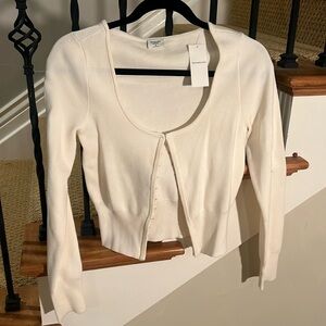 White Abercrombie button up sweater